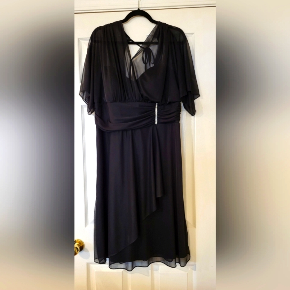 Little black dress with rhinestone accent